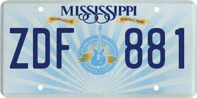 MS license plate ZDF881