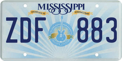 MS license plate ZDF883