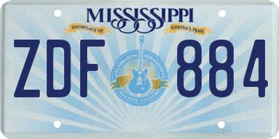 MS license plate ZDF884