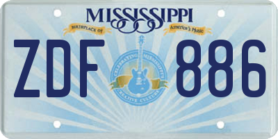 MS license plate ZDF886
