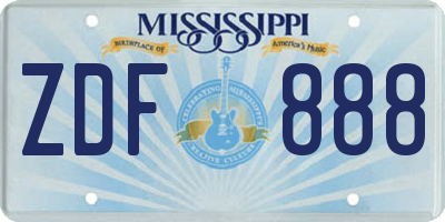 MS license plate ZDF888