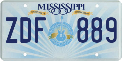 MS license plate ZDF889