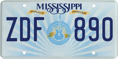 MS license plate ZDF890