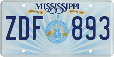 MS license plate ZDF893