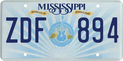 MS license plate ZDF894