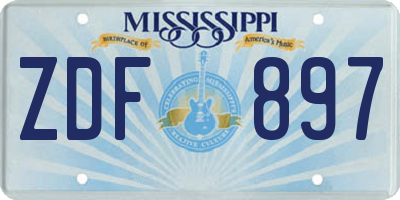 MS license plate ZDF897