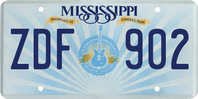 MS license plate ZDF902