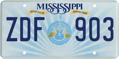 MS license plate ZDF903