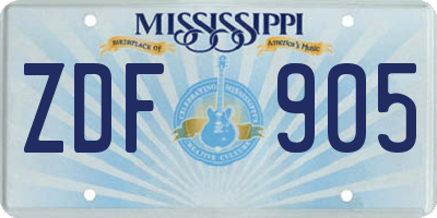 MS license plate ZDF905