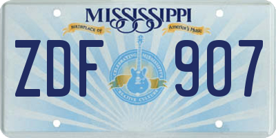 MS license plate ZDF907