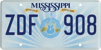 MS license plate ZDF908