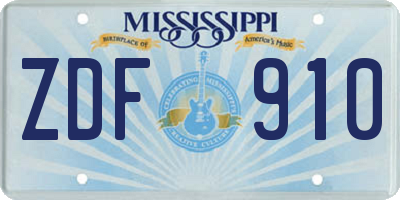 MS license plate ZDF910