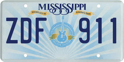 MS license plate ZDF911