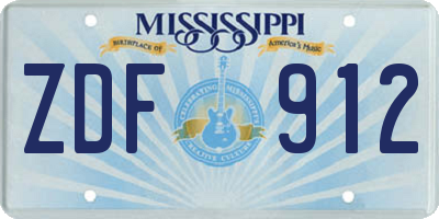 MS license plate ZDF912