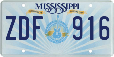 MS license plate ZDF916