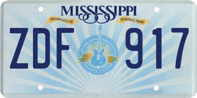 MS license plate ZDF917