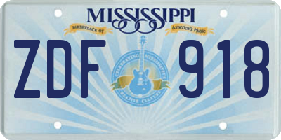 MS license plate ZDF918