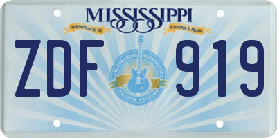 MS license plate ZDF919