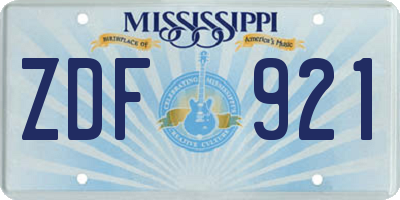 MS license plate ZDF921