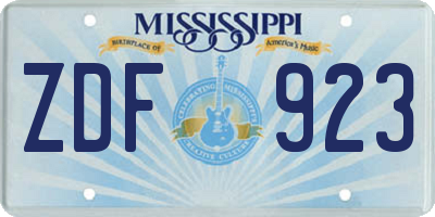MS license plate ZDF923