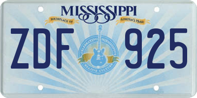 MS license plate ZDF925