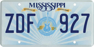 MS license plate ZDF927