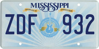 MS license plate ZDF932