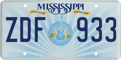 MS license plate ZDF933