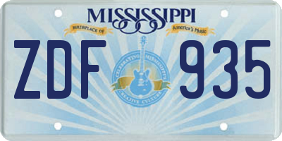 MS license plate ZDF935