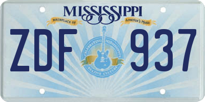 MS license plate ZDF937