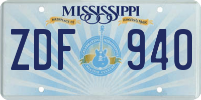 MS license plate ZDF940
