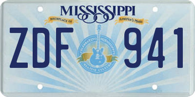 MS license plate ZDF941
