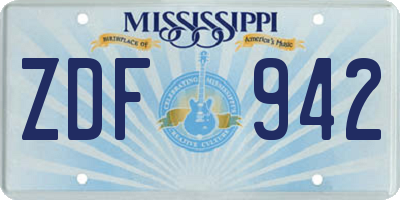 MS license plate ZDF942