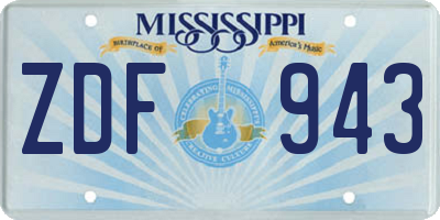 MS license plate ZDF943