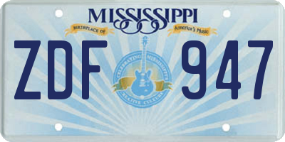MS license plate ZDF947