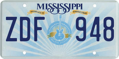 MS license plate ZDF948