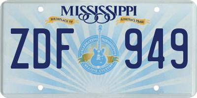 MS license plate ZDF949