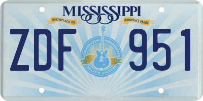 MS license plate ZDF951