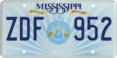 MS license plate ZDF952