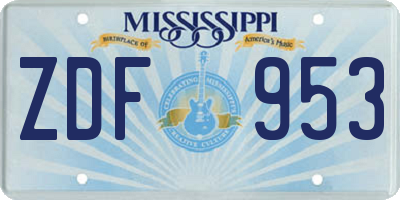 MS license plate ZDF953