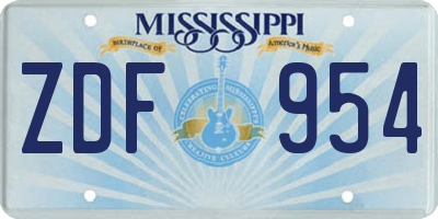 MS license plate ZDF954