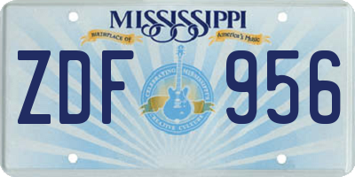 MS license plate ZDF956