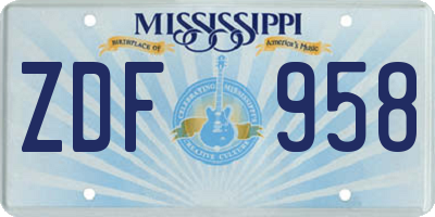 MS license plate ZDF958
