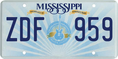 MS license plate ZDF959