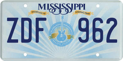 MS license plate ZDF962