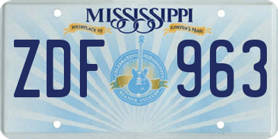 MS license plate ZDF963