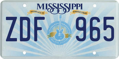 MS license plate ZDF965