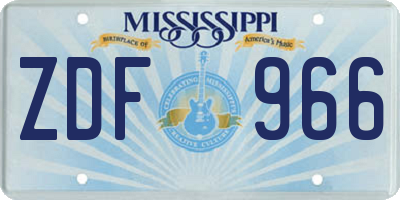 MS license plate ZDF966