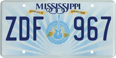 MS license plate ZDF967