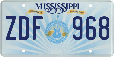 MS license plate ZDF968